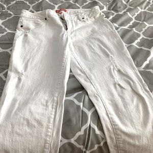 White Distressed Ankle Length Jeans